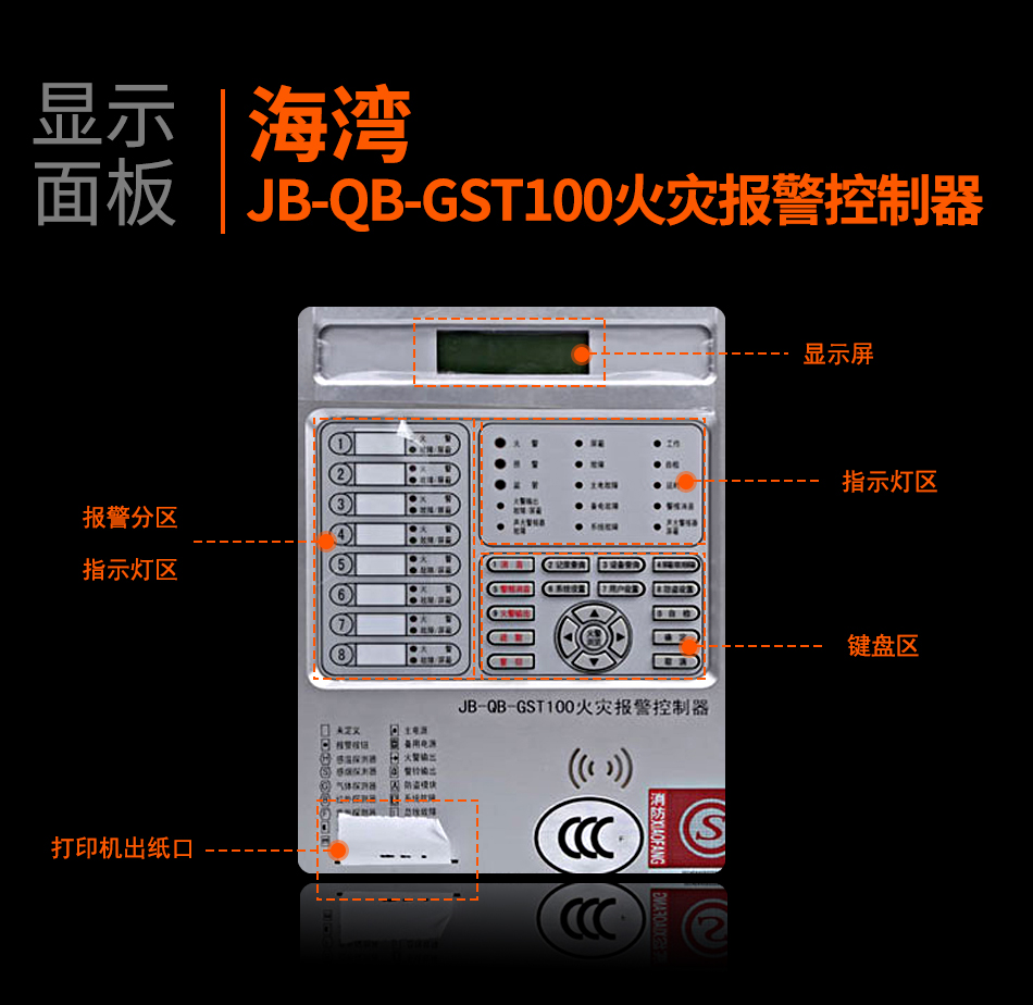 湖南海灣JB-QB-GST100湖南火災報警控制器顯示面板